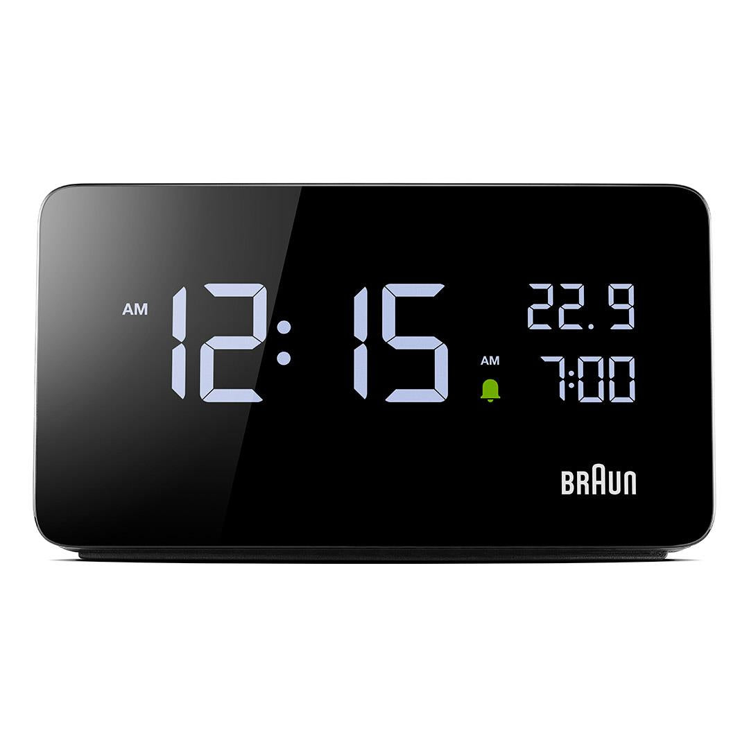 BC20 Braun digital rectangular alarm clock black Braun Clocks US