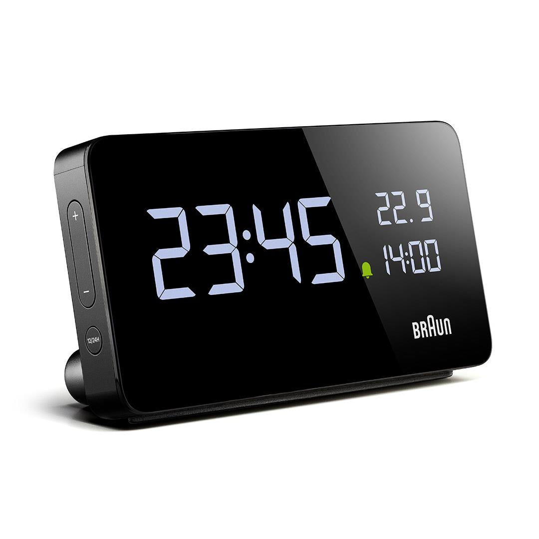 BC20 Braun digital rectangular alarm clock black Braun Clocks US
