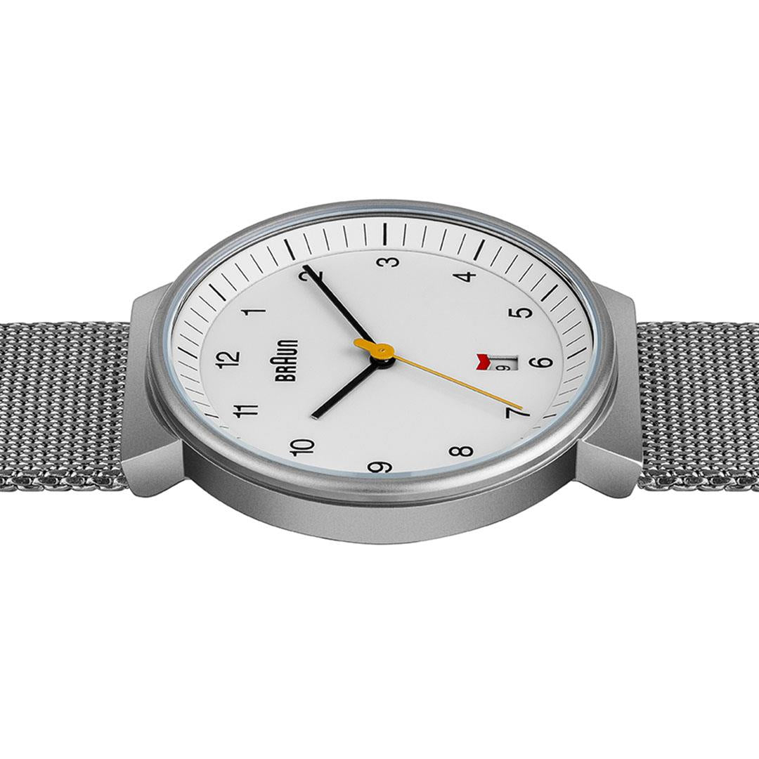 BN0032 Braun gents classic watch - white dial and silver mesh