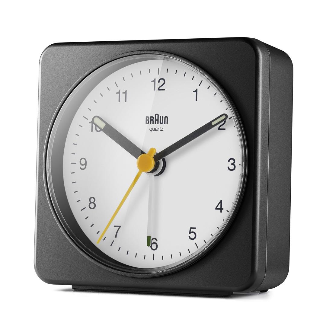 BC03 Braun classic analogue alarm clock black & white Braun Clocks US