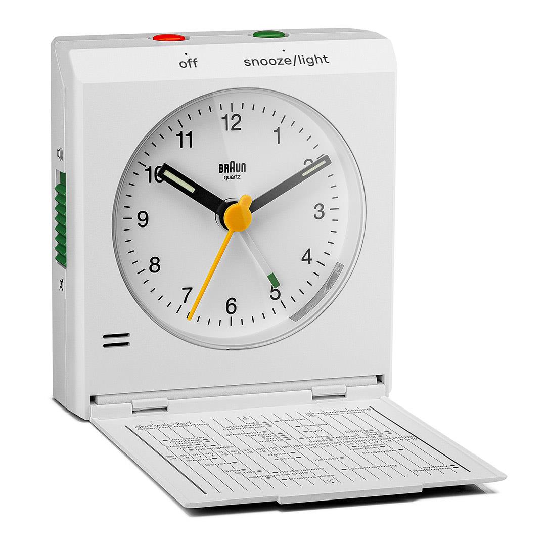 BC05 Braun travel analogue alarm clock- white – US - Braun Clocks & Watches