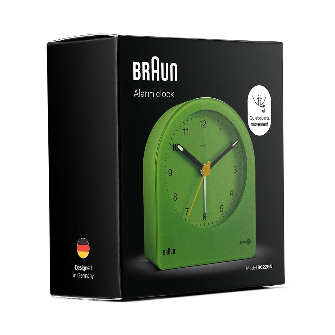 インテリア時計 BRAUN BC22GN Alarm Clock BC22GN Braun classic analogue alarm clock - green – US - Braun