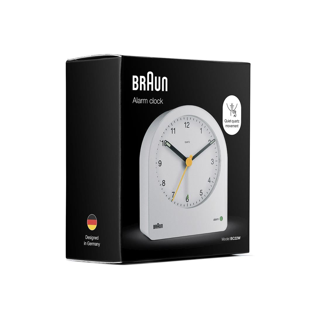 BC22 Braun classic analogue alarm clock white Braun Clocks US