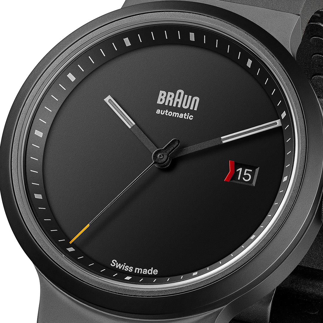 Braun Analoog kwartshorloge met digitaal display met kalender en stappentelling, zwarte wijzerplaat en zwarte siliconen rubberen band, 45 mm roestvrijstalen kast, model BN0299NBKBKG, Zwart, Modern Braun Analoog kwartshorloge met digitaal display met kalender en stappentelling, zwarte wijzerplaat en zwarte siliconen rubberen band, 45 mm roestvrijstalen kast, model BN0299NBKBKG, Zwart, Modern