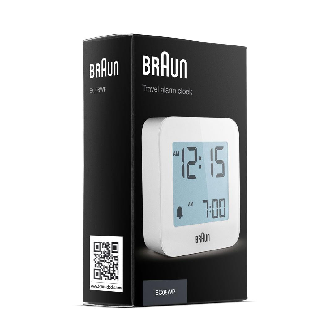 BC08 Braun digital travel alarm clock - white – US - Braun Clocks