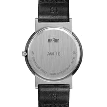 AW10 Braun classic watch - black dial and black leather strap – Braun  Clocks - US