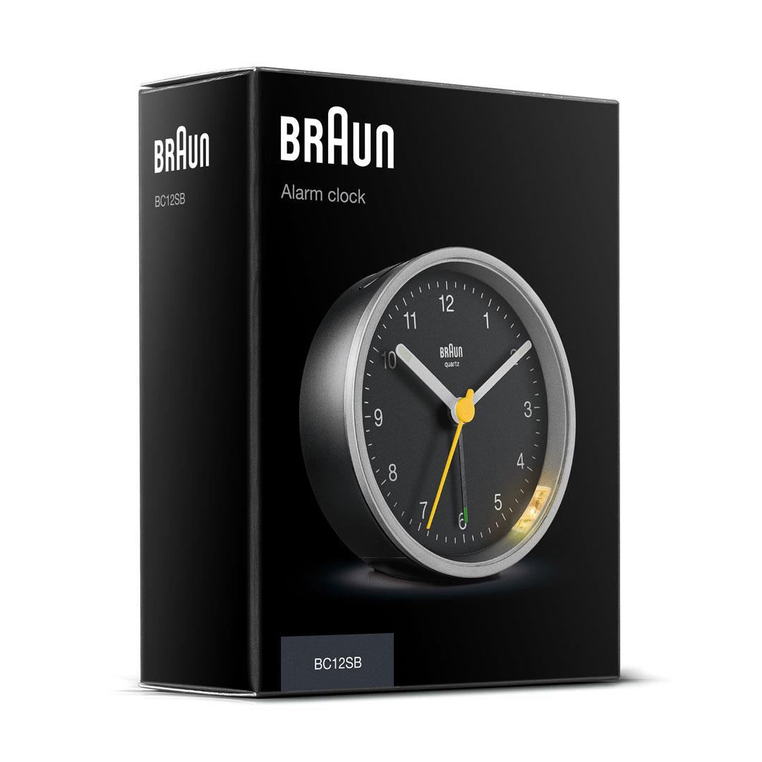 BC12 Braun classic analogue alarm clock - silver & black – US