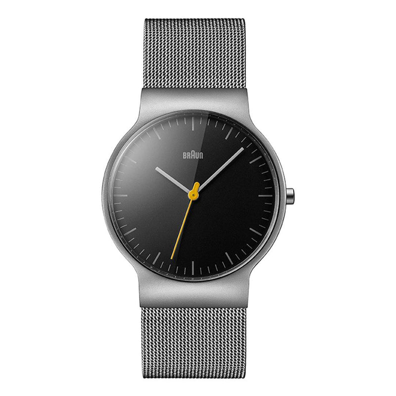 BN0211 Braun gents classic slim watch - black dial and silver mesh bra –  Braun Clocks - US