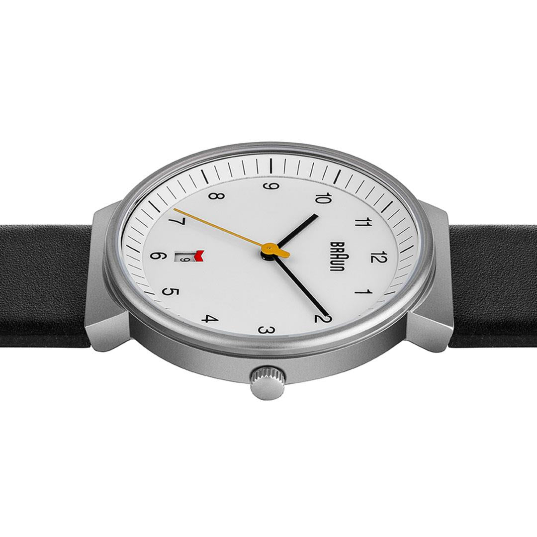 BN0032 Braun gents classic watch - white dial and black leather