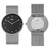 Braun Unisex BN0281 Analogue Interchangeable Watch Set - Black Dial and Stainless Steel Mesh Bracelet & Additional Grey Silicon Strap