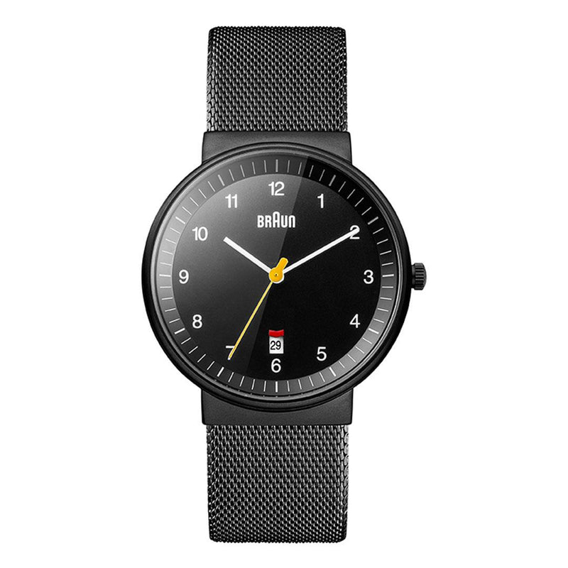 Braun Gents BN0032 Classic Watch - Black Dial and Black Mesh Bracelet