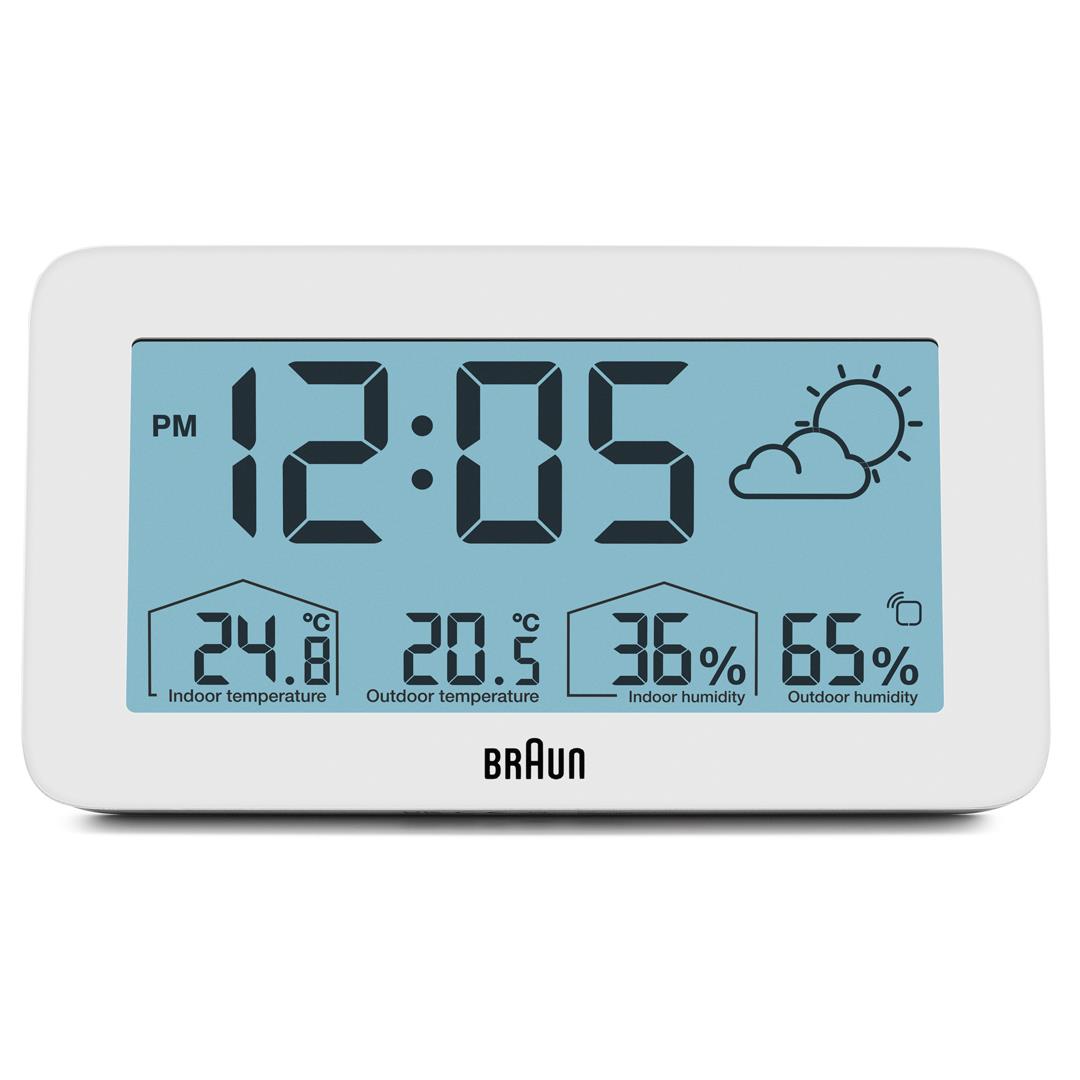 BC13 Braun Digital Weather Station Clock - White – Braun Clocks - US